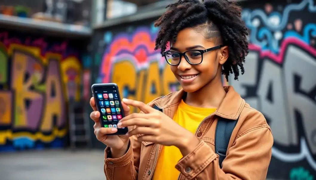 Teens exploring the digital world, blending style with safety.