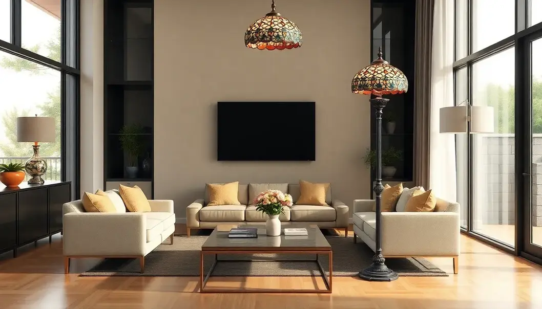 A Tiffany-style stained glass lamp showcasing exquisite craftsmanship.